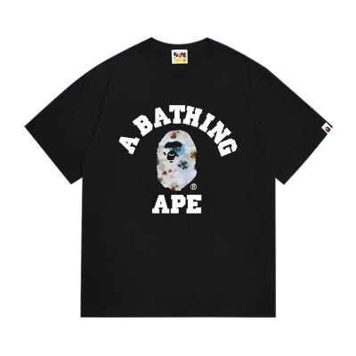  BAPE Arch Letter Floral Camo Ape Tee Black White  P120 293 01