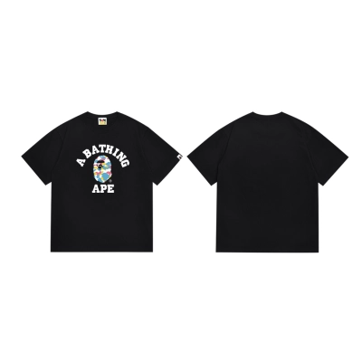BAPE Multicolor Camo College Logo Front Tee P120 SC056 02