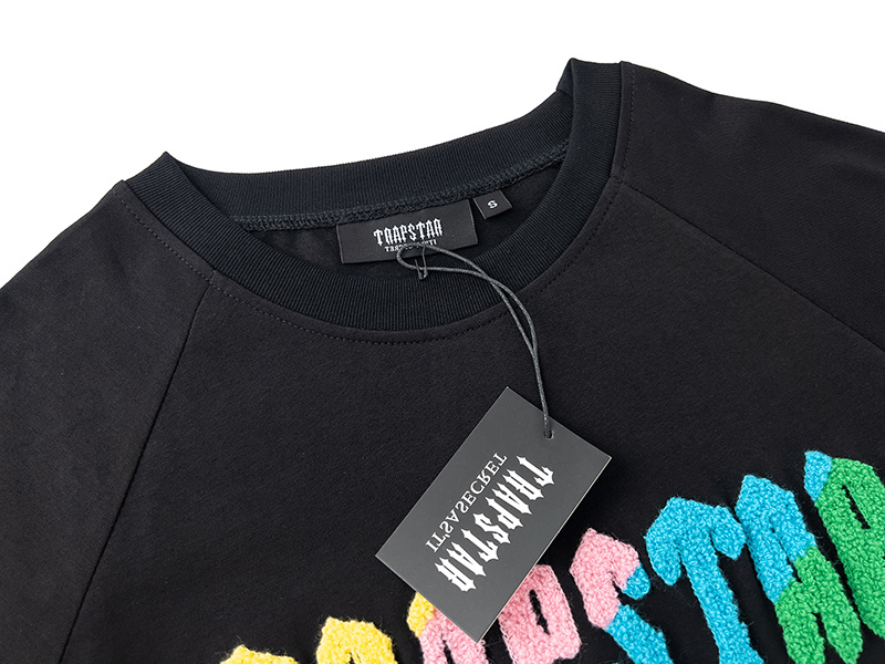 Trapstar It's A Secret Rainbow Gradient Letter Print T-Shirt &amp; Shorts Set - Black/Grey P260 623-624