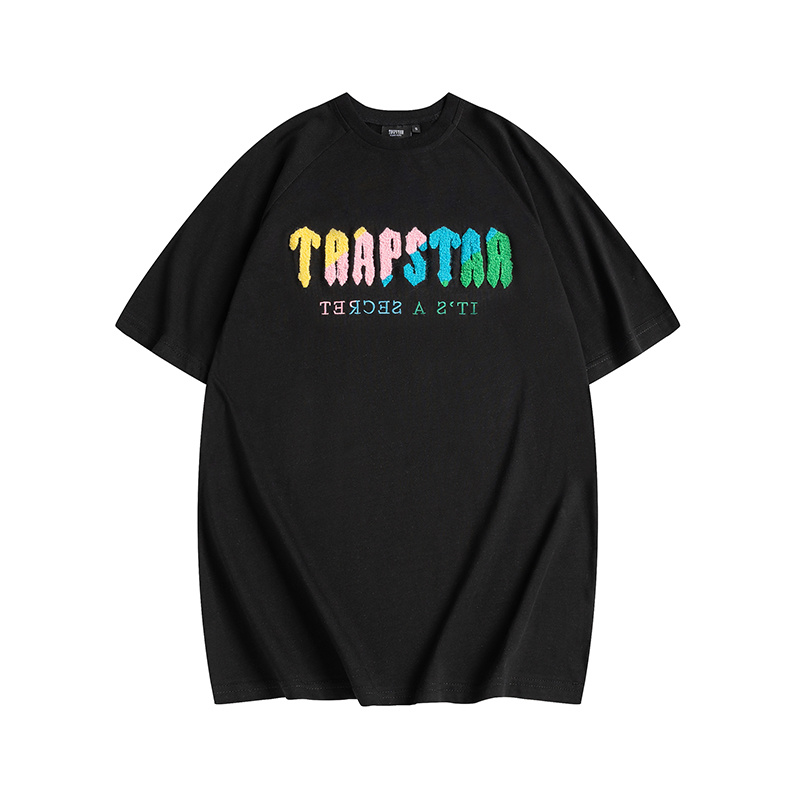 Trapstar It's A Secret Rainbow Gradient Letter Print T-Shirt &amp; Shorts Set - Black/Grey P260 623-624