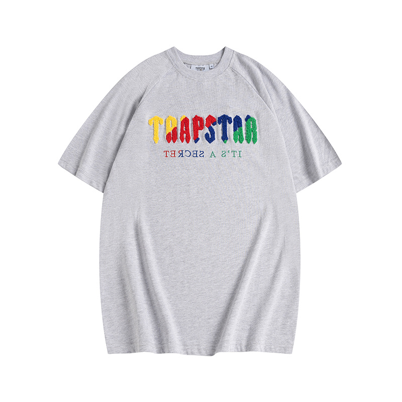 Trapstar It's A Secret Rainbow Gradient Letter Print T-Shirt &amp; Shorts Set - Black/Grey P260 623-624
