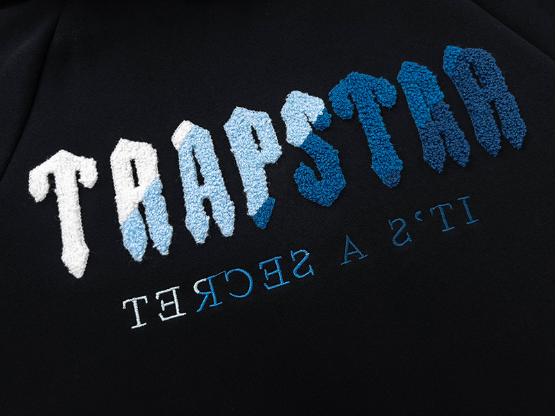 Trapstar It's A Secret Blue Gradient Letter Print Hoodie &amp; Jogger Set - Black/Grey