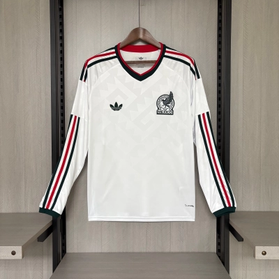 Mexico 2026 World Cup Away Long Sleeve Fan Jersey - Retro White 01