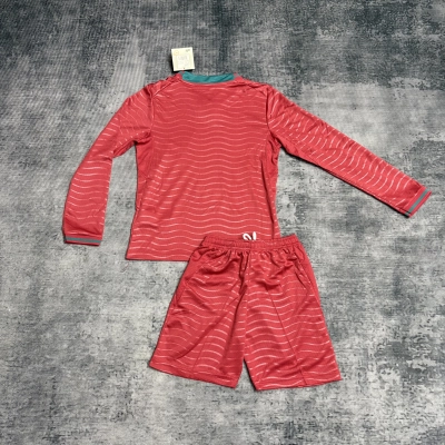 Portugal 2026 World Cup Home Long Sleeve Kids Kit - Red & Green 02