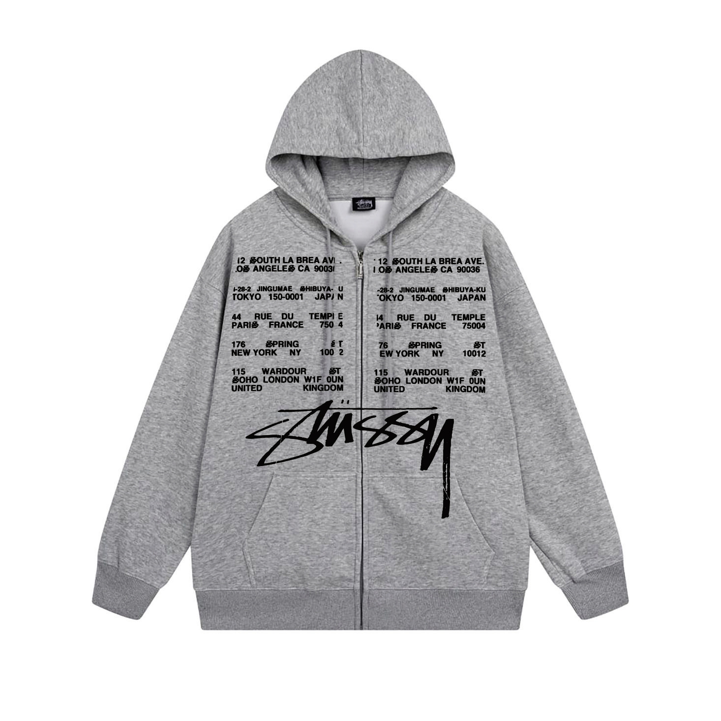 Stussy World Tour Address Directory Zip Hoodie XB753
