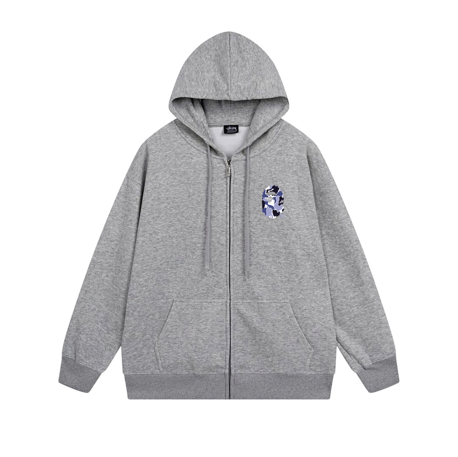 Stussy Bape Blue Camo Arch Text Hoodie XB765