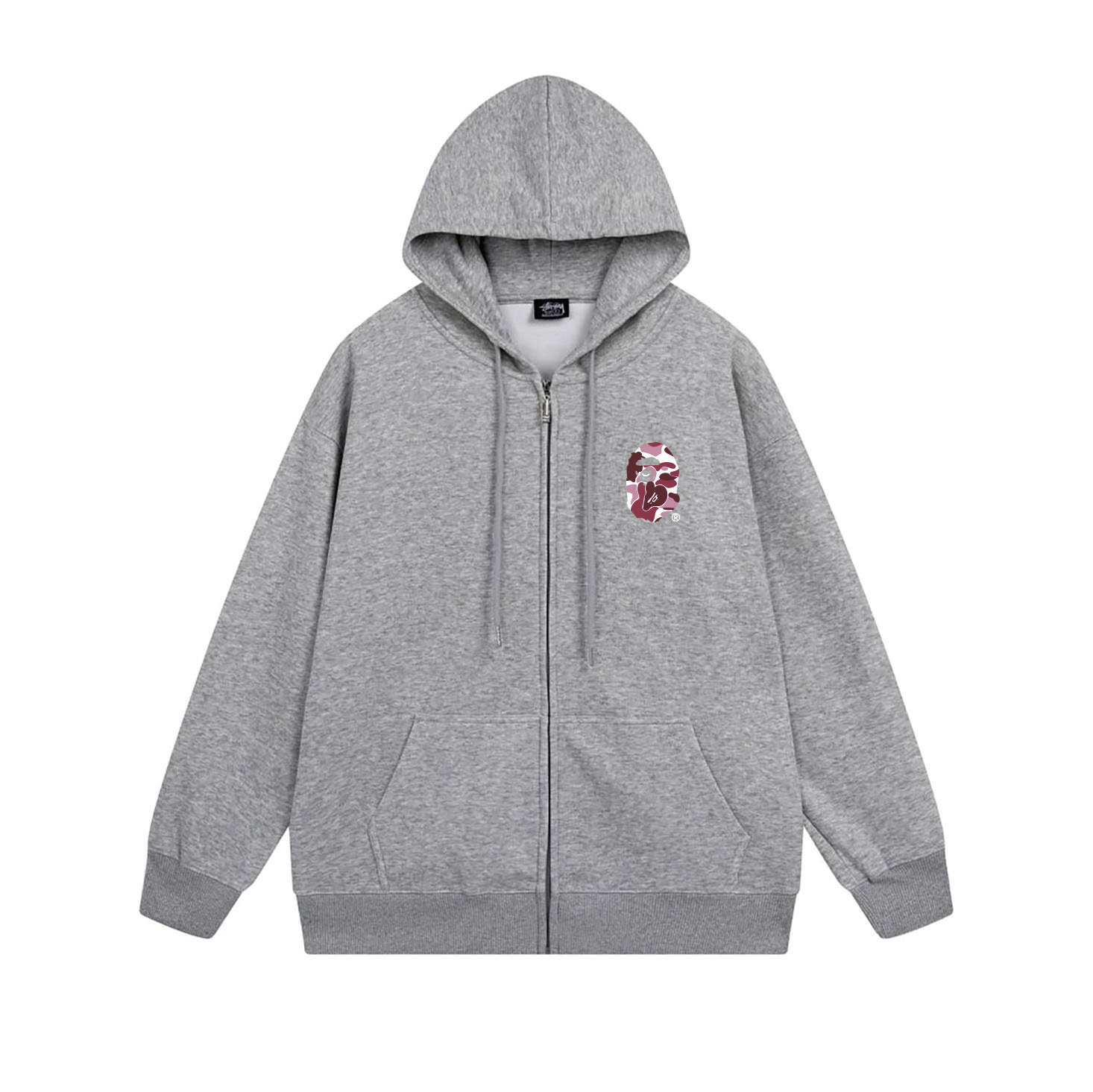 Stussy Bape Pink Camo Arch Text Hoodie XB767