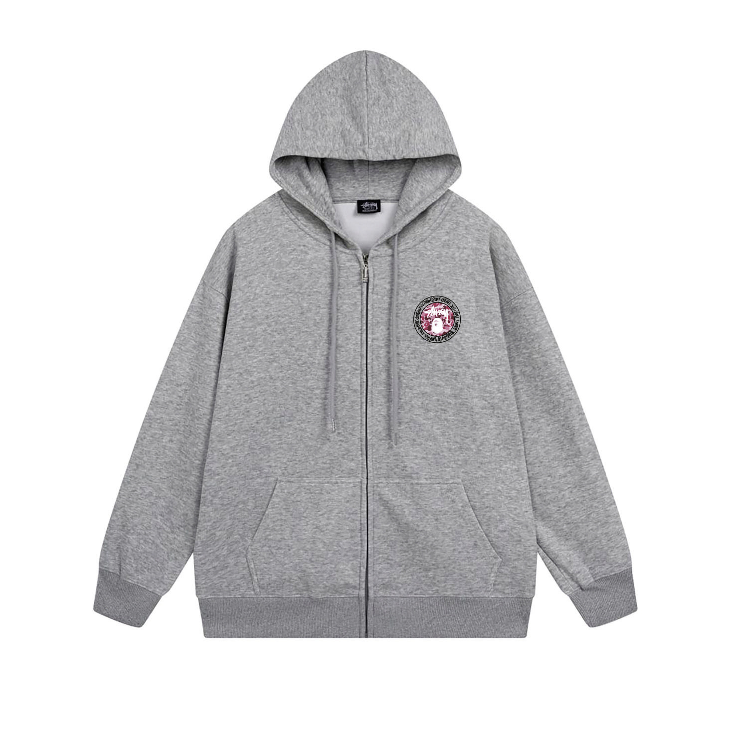 Stussy Bape Circular Medallion Pink Hoodie XB770