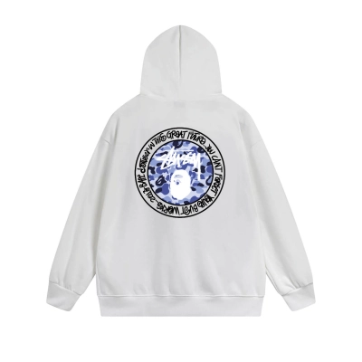 Stussy Bape Circular Medallion Blue Camo Hoodie XB772 02