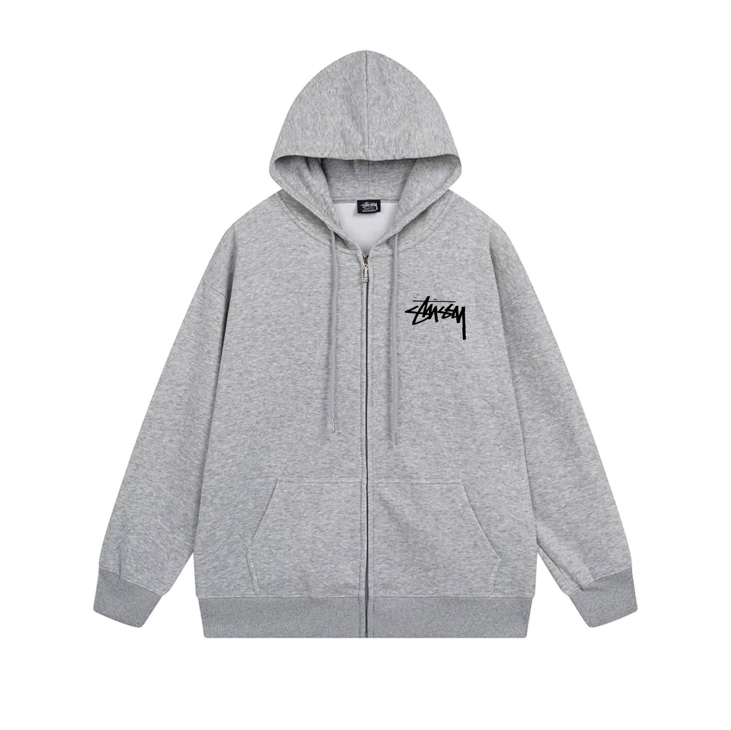 Stussy Fire Stock Logo Blazing Texture Zip Hoodie XB775