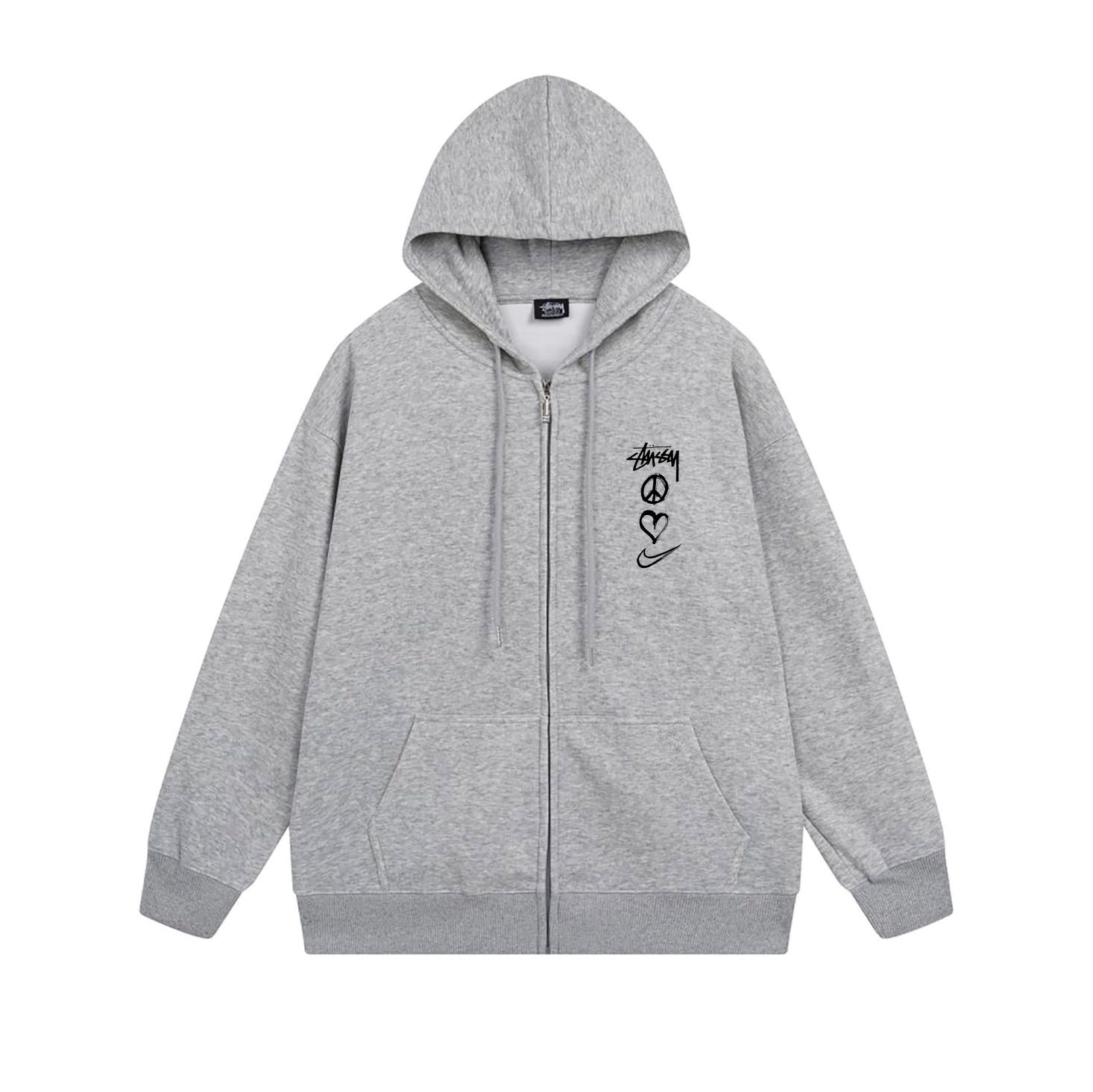 Nike x Stussy Peace Love Swoosh Vertical Icon Zip Hoodie XB789