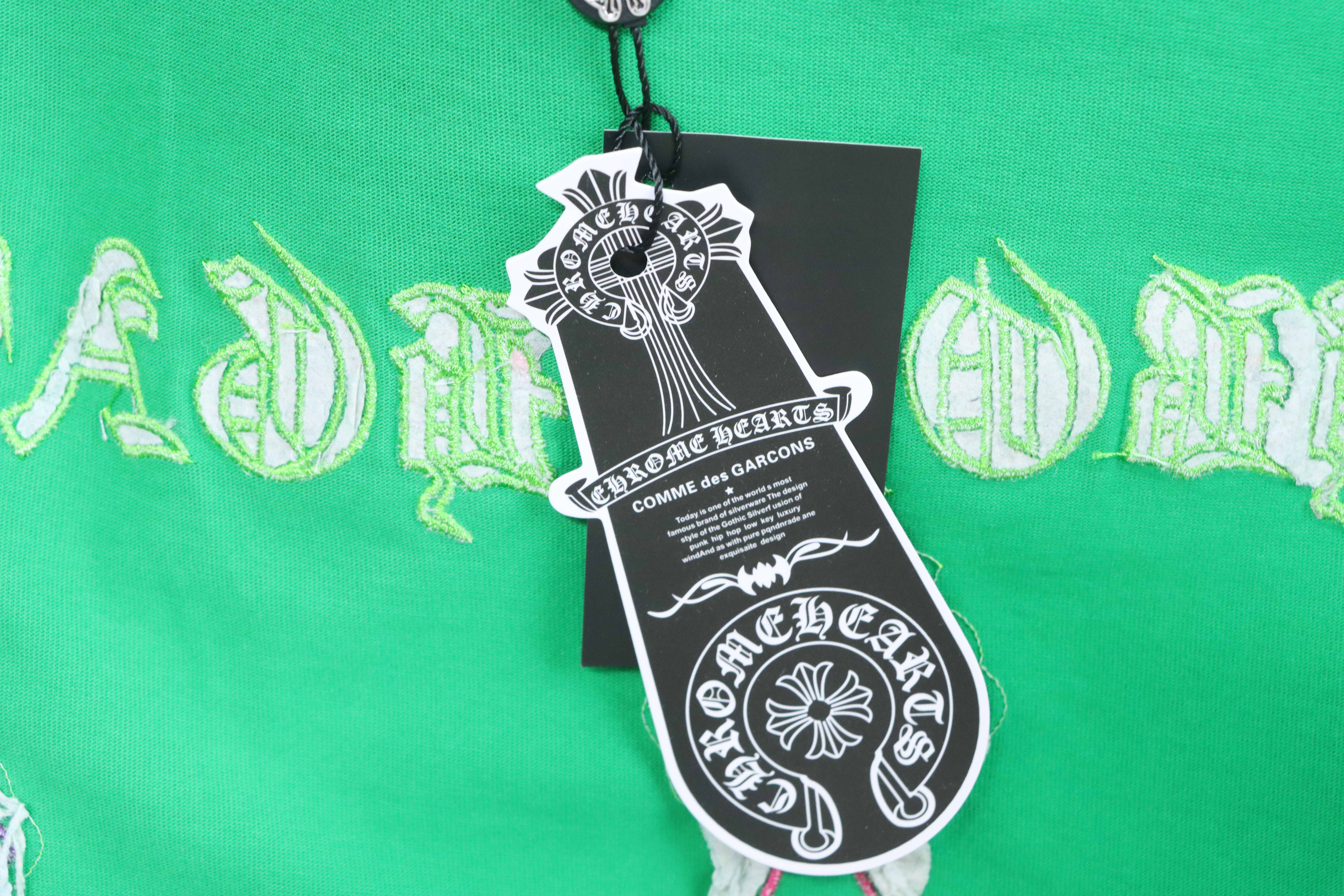 Chrome Hearts Graffiti Cross Patch Embroidered Tee - Green