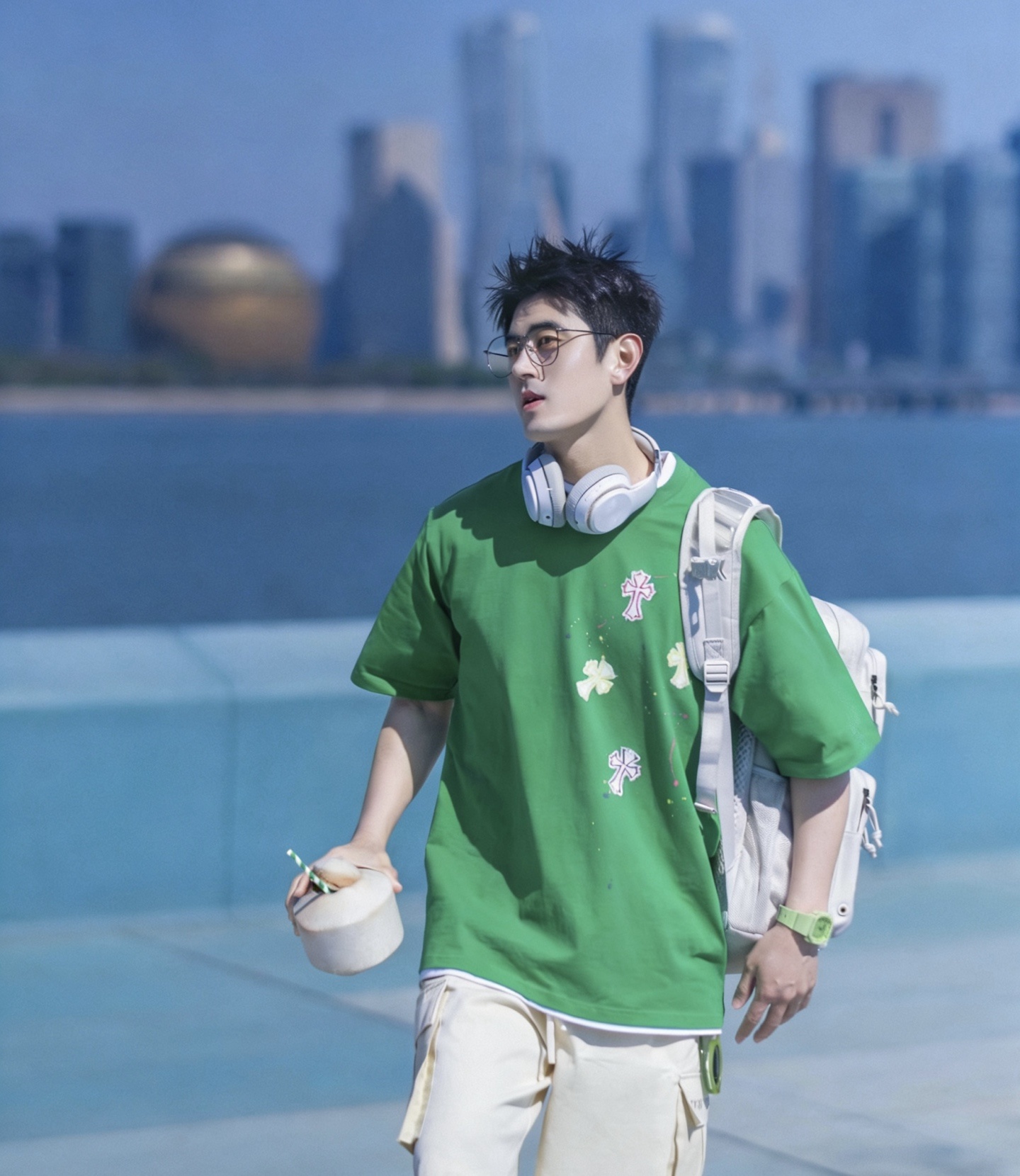 Chrome Hearts Graffiti Cross Patch Embroidered Tee - Green