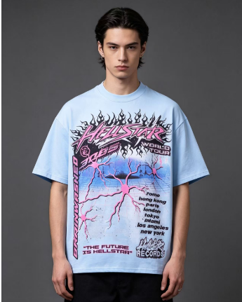 Hellstar Brainwashed World Tour Bio Nerve Graphic Tee Blue h110