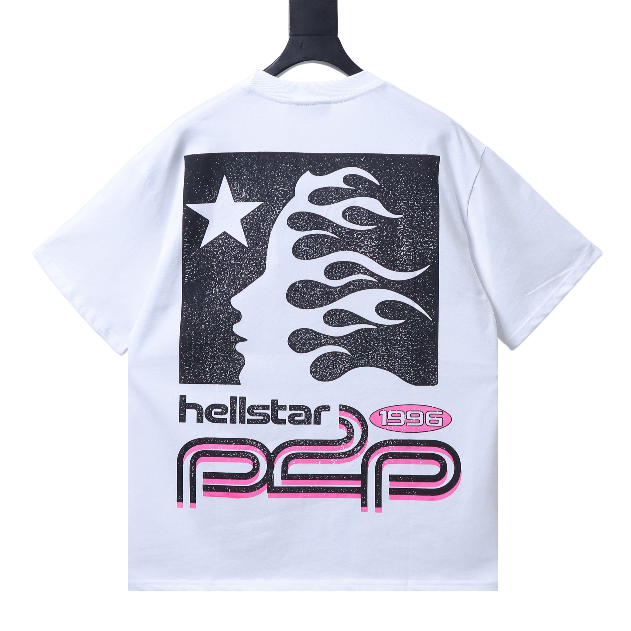 Hellstar X Streamline Logotype Flame Silhouette Star Graphic Tee White h110