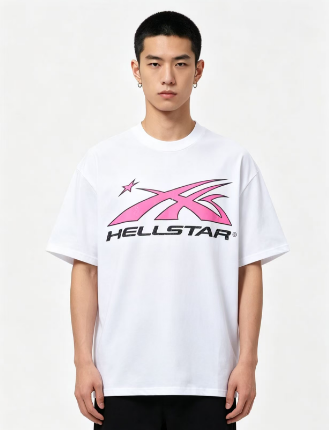 Hellstar X Streamline Logotype Flame Silhouette Star Graphic Tee White h110
