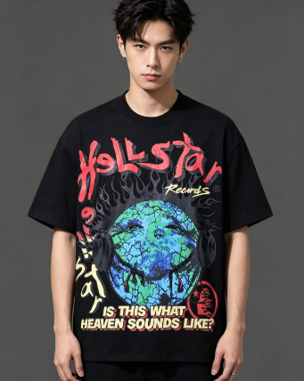 Hellstar Records Cracked Smile Earth Profile Graphic Tee Black h110