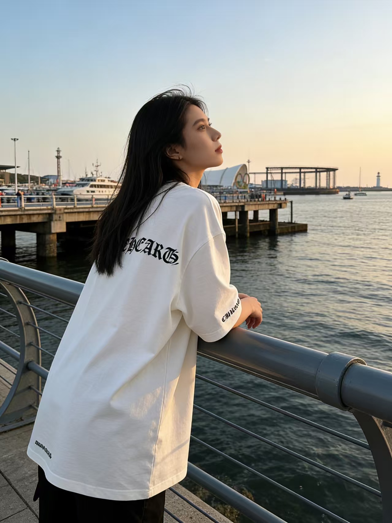 Chrome Hearts Gothic Script Logo Tee-White h130