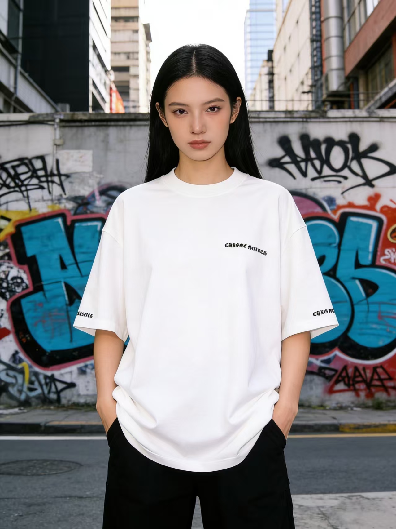 Chrome Hearts Gothic Script Logo Tee-White h130