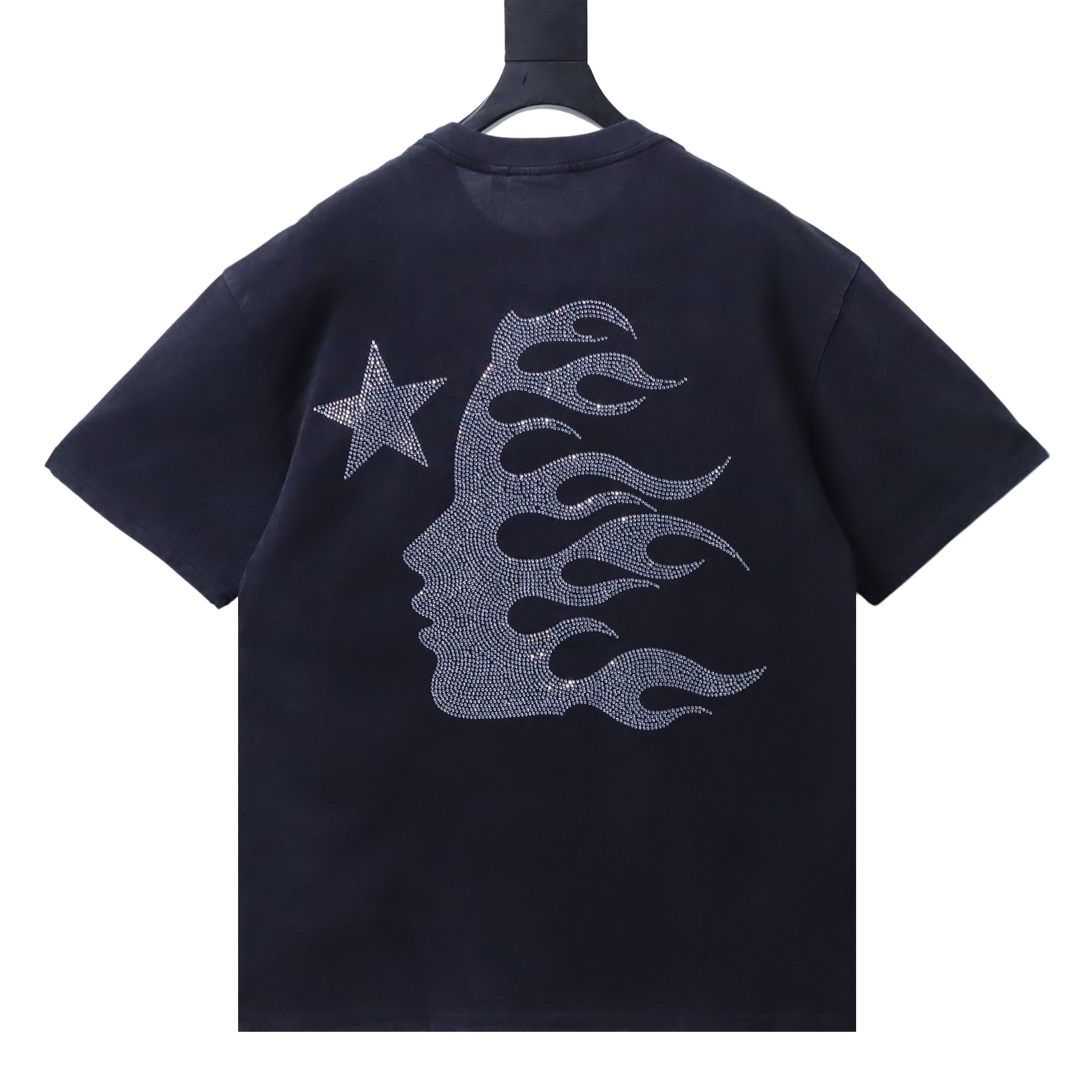 Hellstar Screaming Portrait Flame Silhouette Star Graphic Tee Black h130