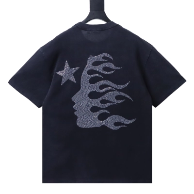 Hellstar Screaming Portrait Flame Silhouette Star Graphic Tee Black h130 02