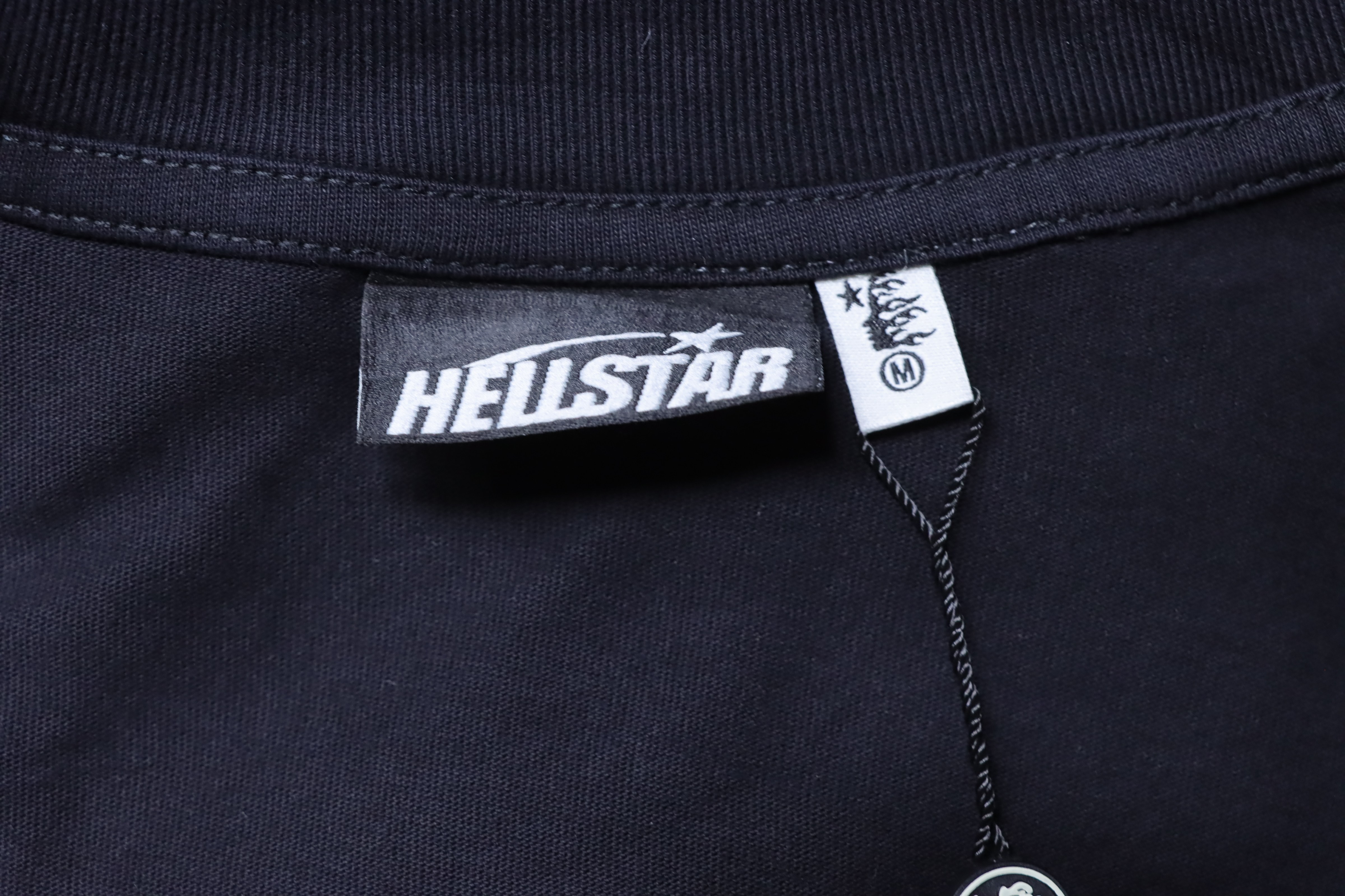 Hellstar Rhinestone Logotype Flame Silhouette Star Graphic Tee Black h130