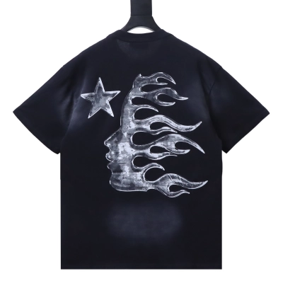 Hellstar X Streamline Logotype Flame Silhouette Star Graphic Tee Black h130 02