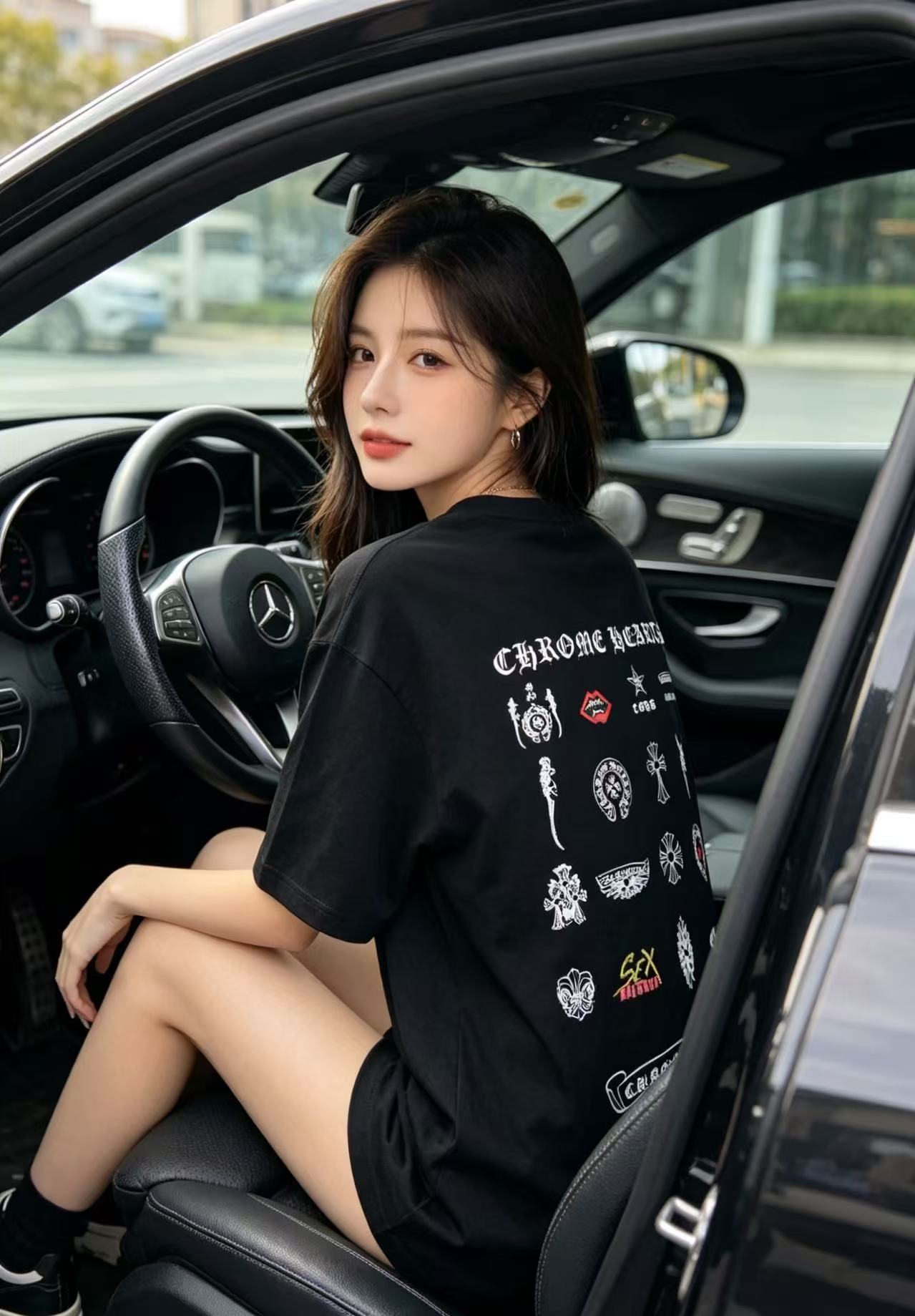 Chrome Hearts 26SS Multi Icon Cross Graphic Short Sleeve Tee Black h150