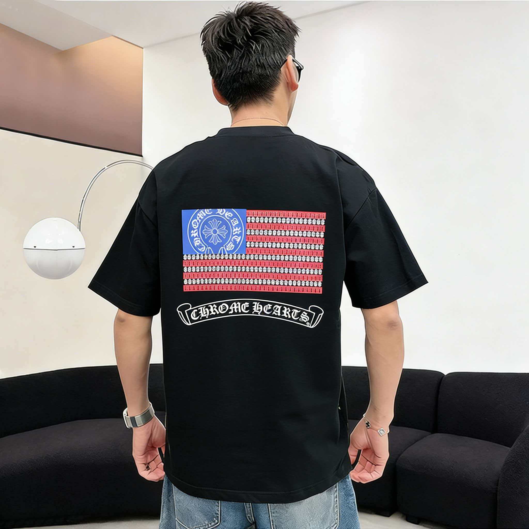 Chrome Hearts American Flag Horseshoe Graphic Tee h160