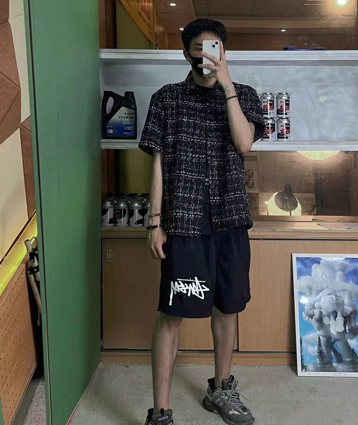 Stussy × Nike Co‑Branded Woven Quick‑Dry Black Shorts h160