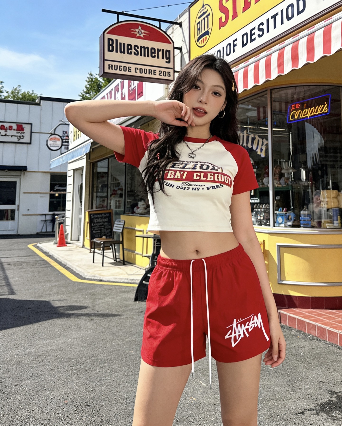 Stussy × Nike Co‑Branded Woven Quick‑Dry Red Shorts h160