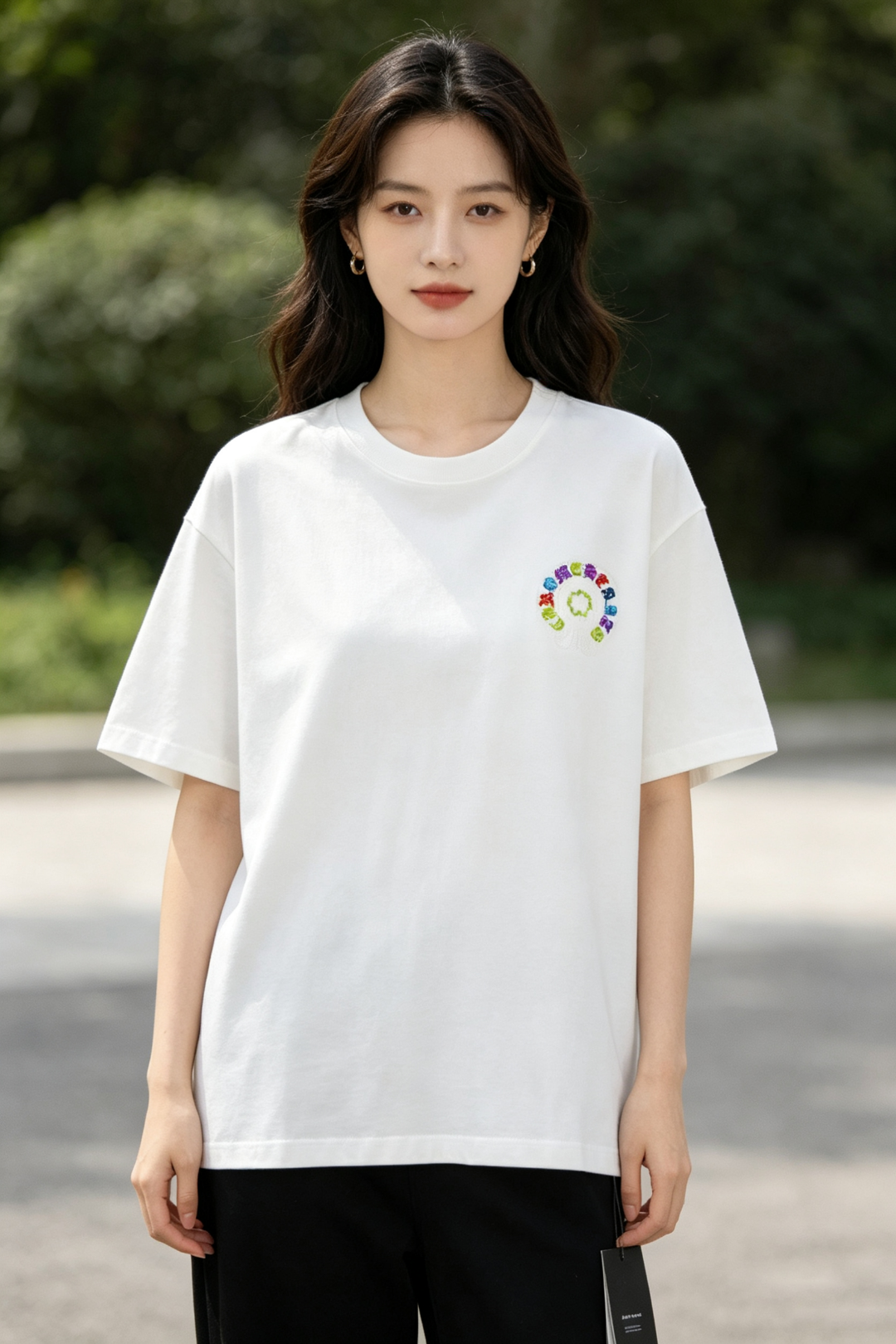 Chrome Hearts Colorful Horseshoe Patch Embroidery Tee - White h170