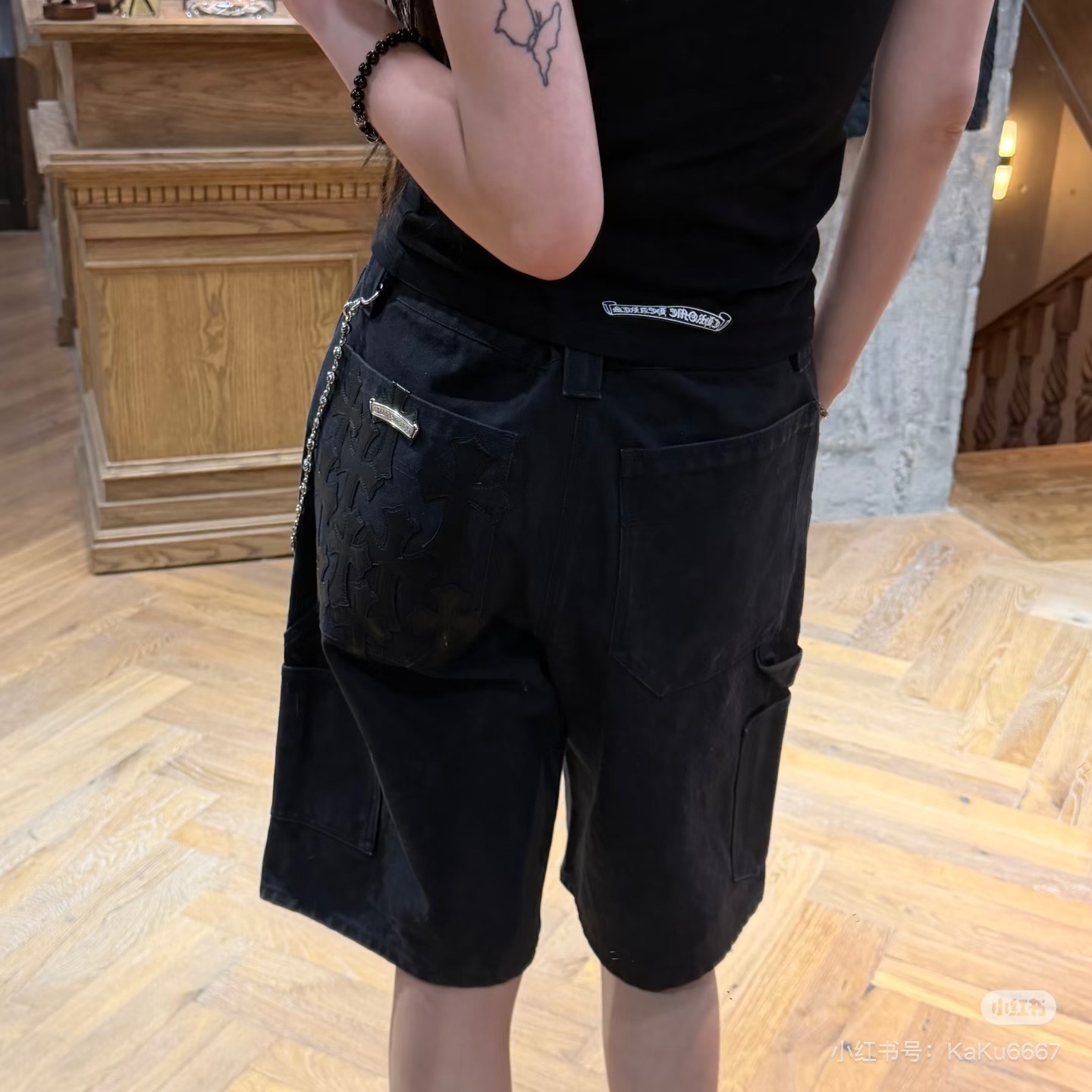 Chrome Hearts Patchwork Metal Denim Shorts - Black h180