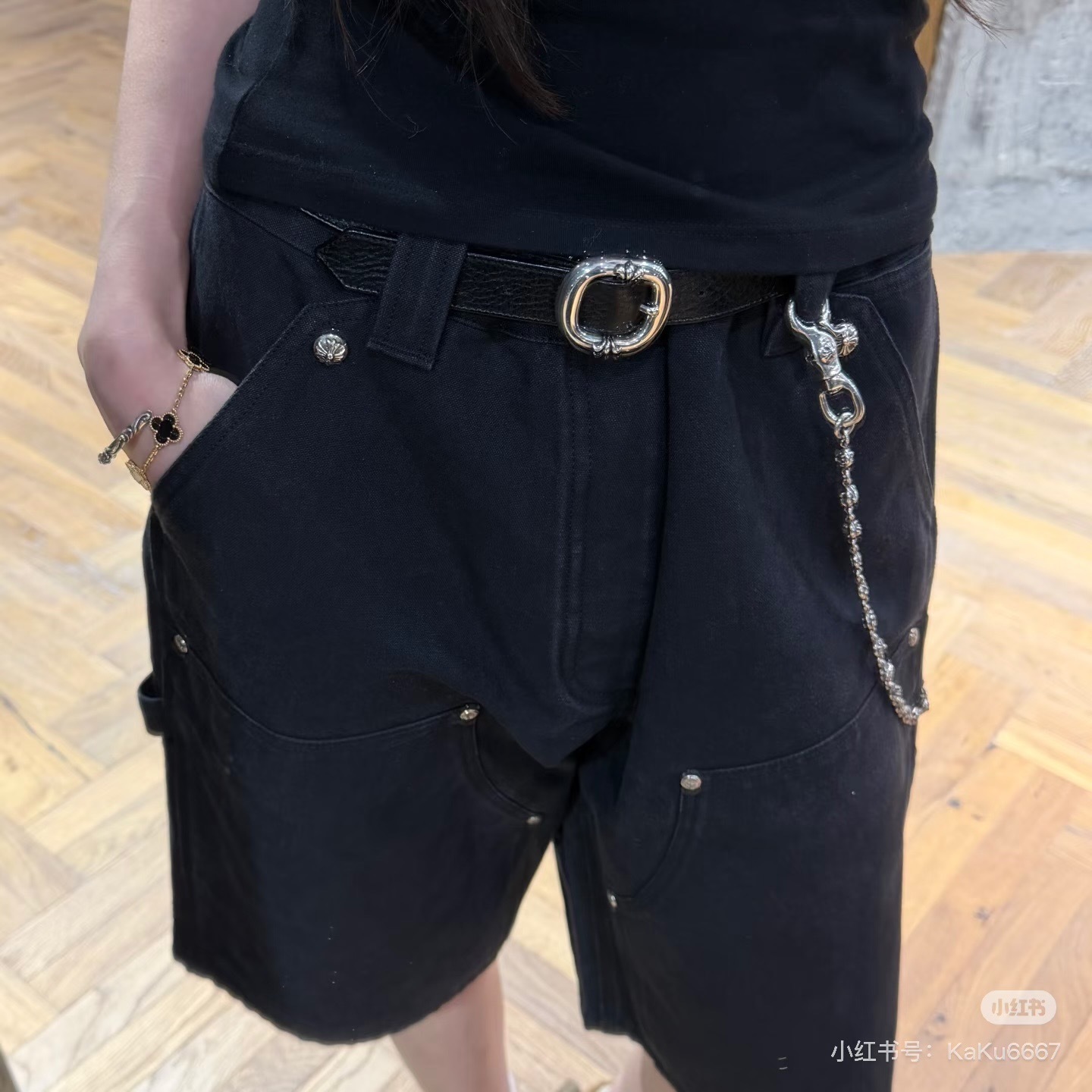 Chrome Hearts Patchwork Metal Denim Shorts - Black h180