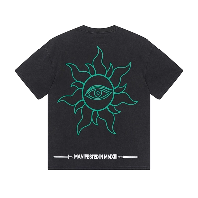 Godspeed Drowned Statue of Liberty Graphic Tee Washed Black P120 1069# 02