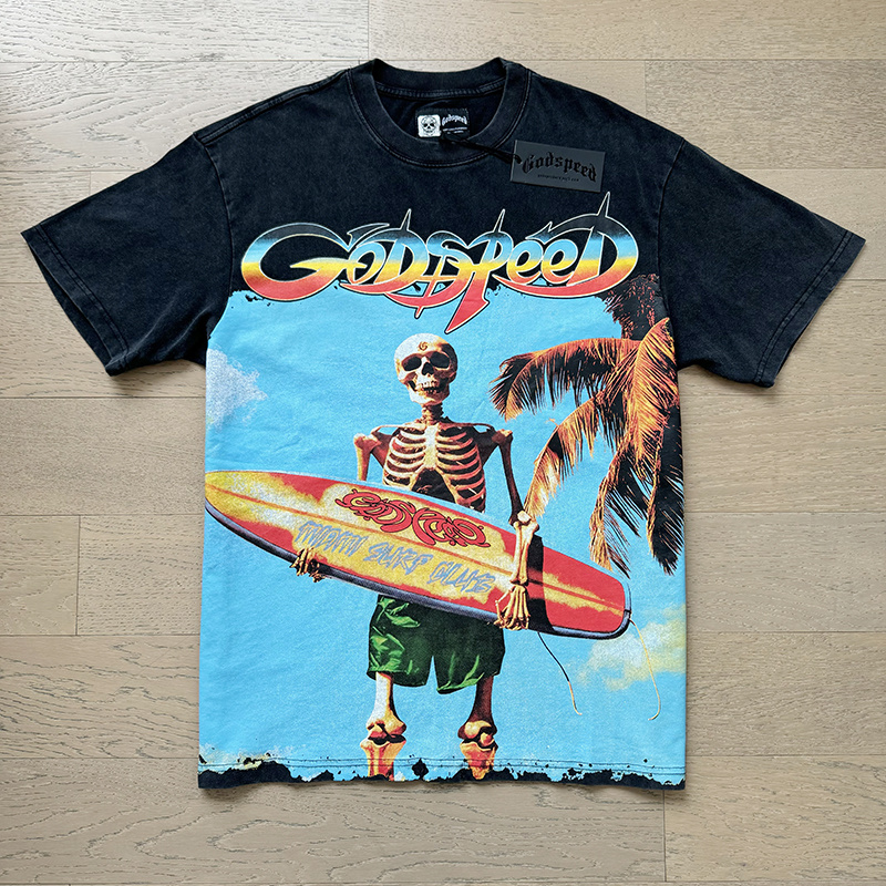 Godspeed Surf Skeleton Graphic Tee Washed Black P120 1117#