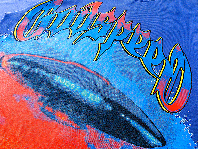 Godspeed UFO Sunset Skyline Graphic Washed Tee - Blue &amp; Black P120 1125#