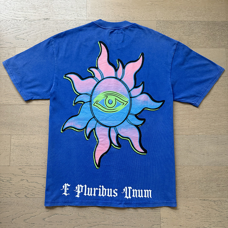 Godspeed UFO Sunset Skyline Graphic Washed Tee - Blue &amp; Black P120 1125#
