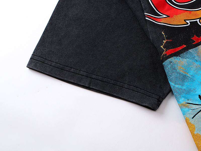 Godspeed Desert Drive &amp; All-Seeing Sun Graphic Washed Black Tee P120 1137#