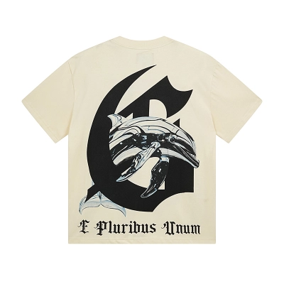 Godspeed Metallic Dolphin & Heart Graphic Washed Tee - Cream P120 3112# 02