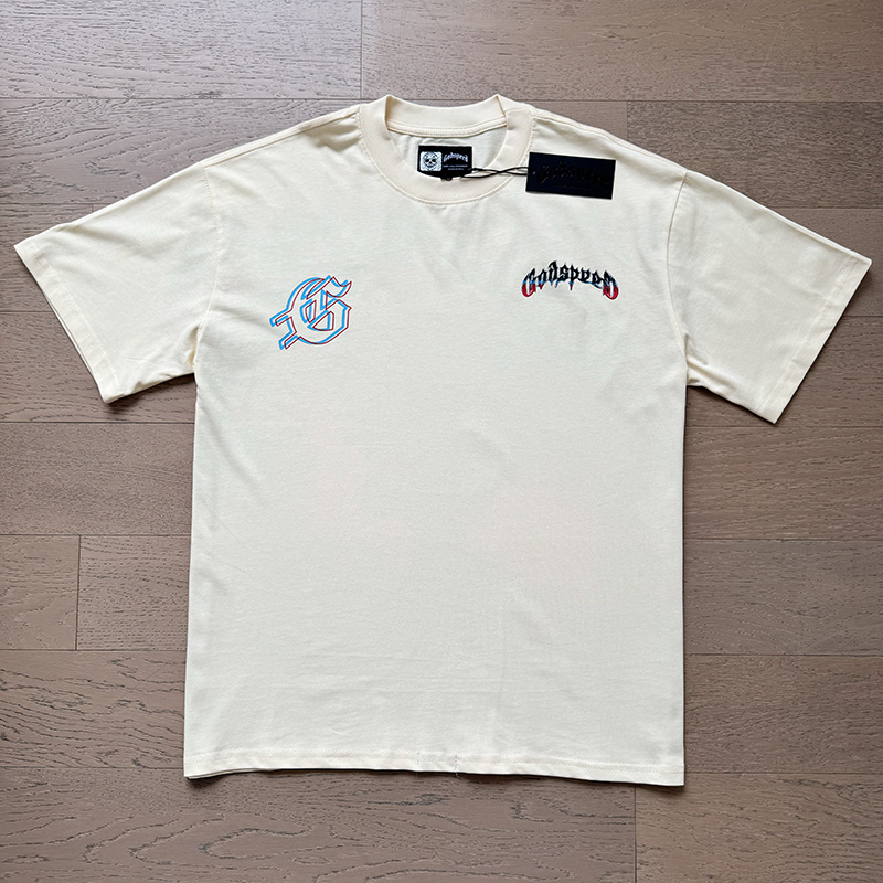 Godspeed Volcano Skull Graphic Washed Cream Tee P120 3138#