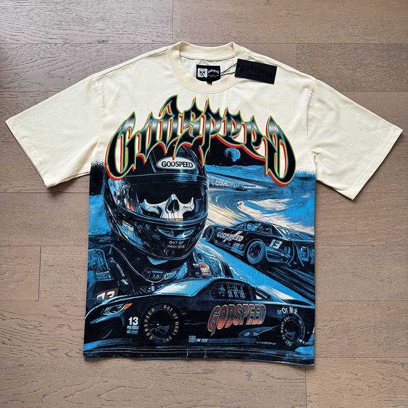 Godspeed Racing Skull Driver Graphic Tee Cream P120 3165#