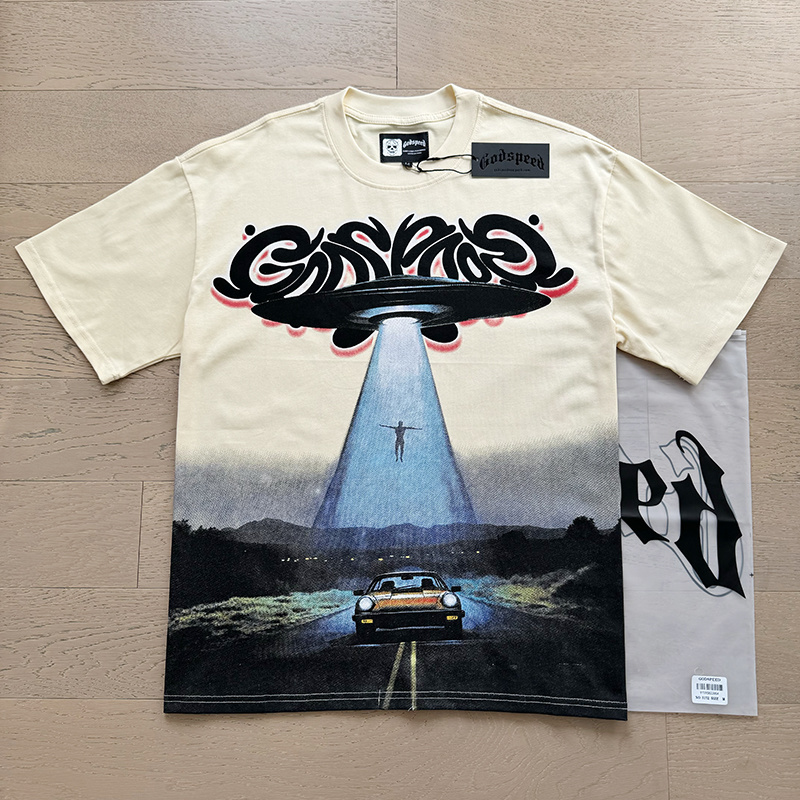 Godspeed UFO Abduction Graphic Tee Cream P120 3172#