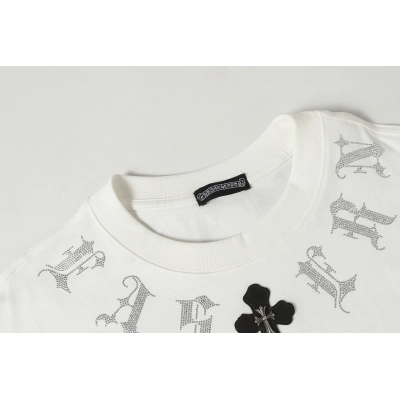 Chrome Hearts Neck Gothic Letter Cross Patch Two-Tone Crew Neck Tee P130 2012 02