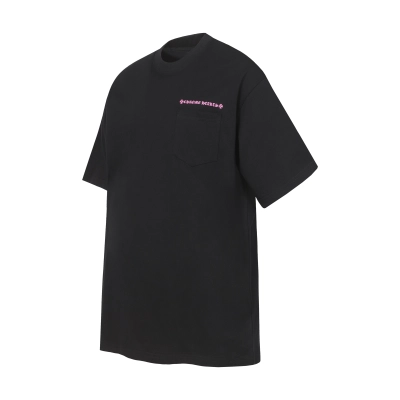 Chrome Hearts Pink Arc USA Cross Pocket Black Crew Neck Tee P130 2222 01