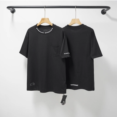 Chrome Hearts Neck Wrap Gothic Mini Letter Pocket Two Tone Crew Neck Tee P130 2237 02