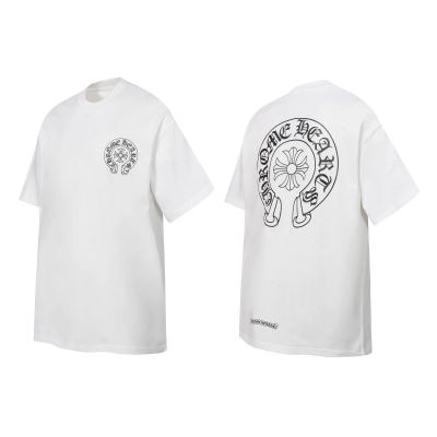 Chrome Hearts Luminous Horseshoe Cross Gothic Print Two-Tone Crew Neck Tee P130 2238 02