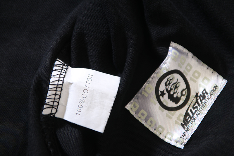 Hellstar Flame‑Face Circular‑Logo Black Tee P140 6752#