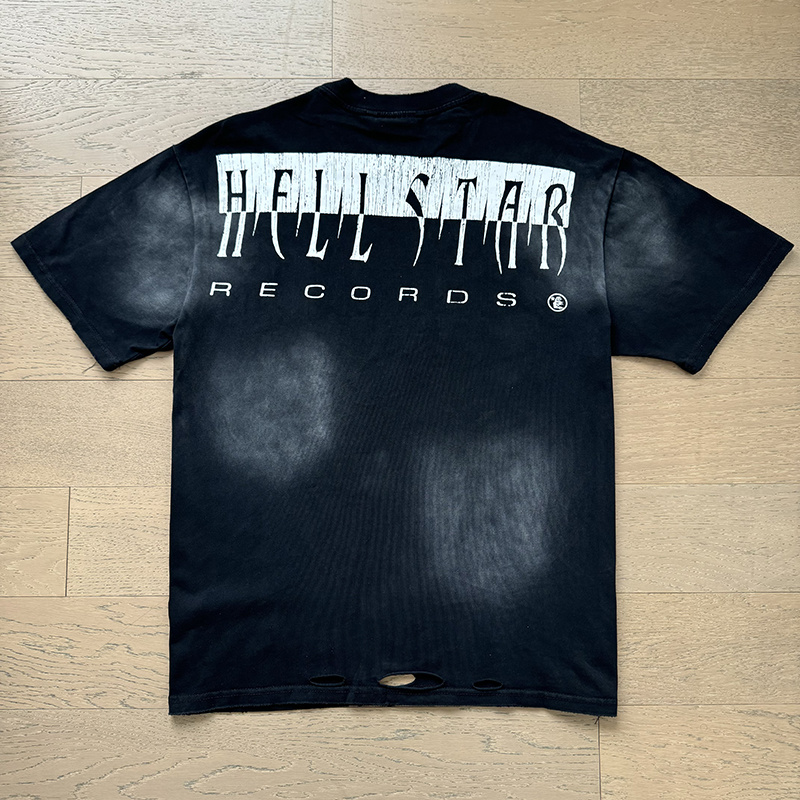 Hellstar Double‑Sided Portrait‑Print Black Tee P140 6782#