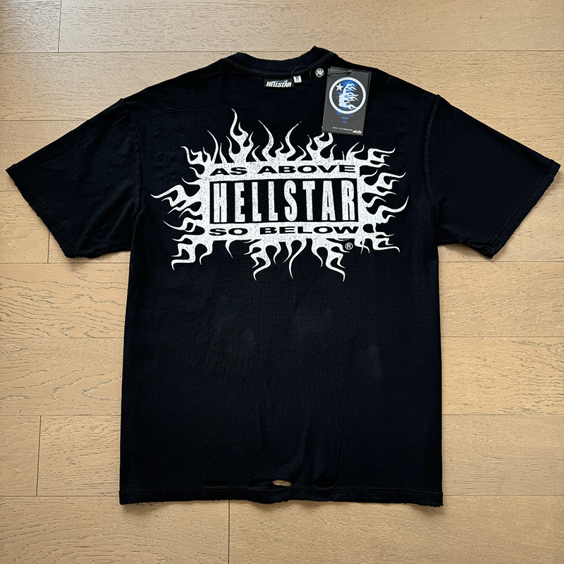 Hellstar Double‑Sided Portrait‑Print Black Tee P140 6782#